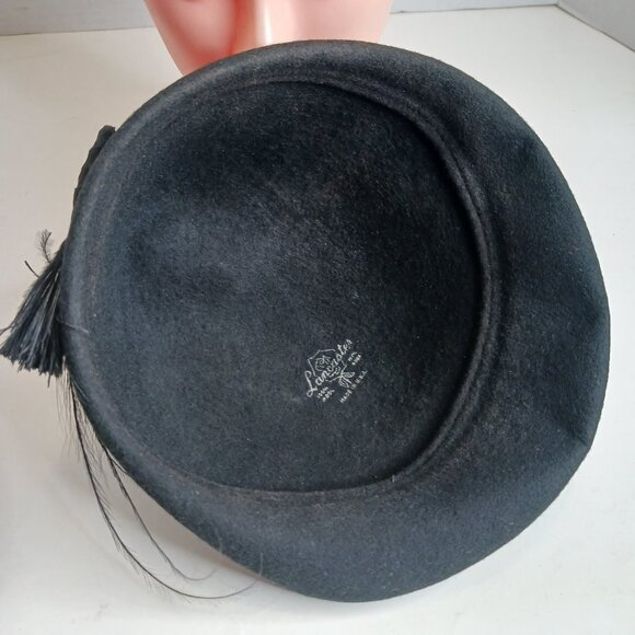 Vintage 1930's Black Gothic Style 100% Wool Cloche Hat with Feathers - Picture 6 of 14